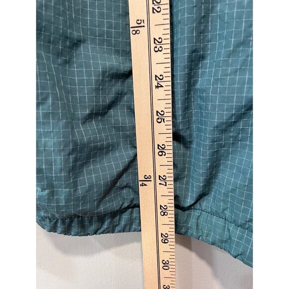 All In Motion Mens Grid Pattern Windproof Jacket L Size Zippered Pockets Teal - Picture 3 of 8